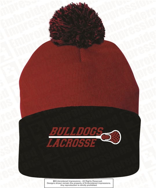 Bulldogs Lacrosse Pom-Pom 12 Inch Knit Beanie