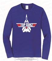Top Gunz Mascot Cotton Long Sleeves Tee in Royal Blue