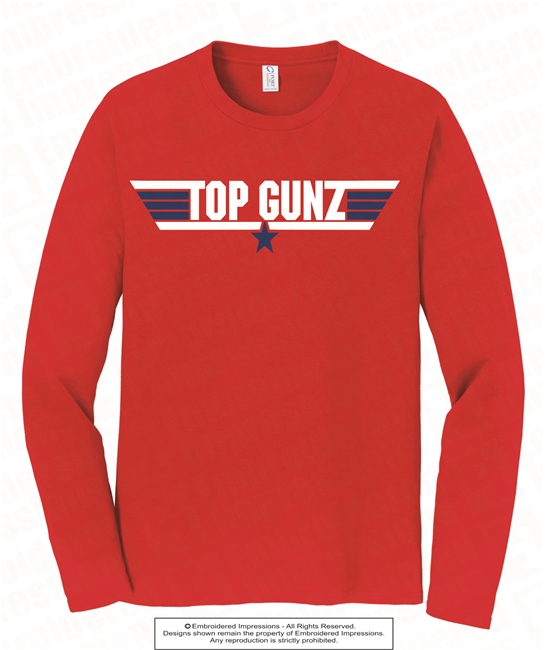 Top Gunz Cotton Long Sleeves Tee in Red