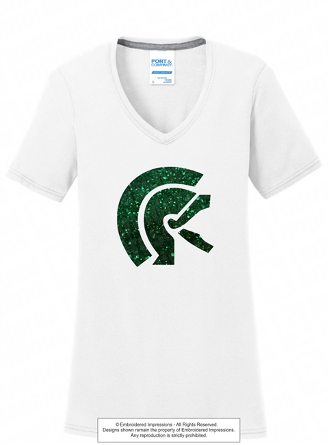 Glitter North Hall School Logo Ladies V-Neck Tee