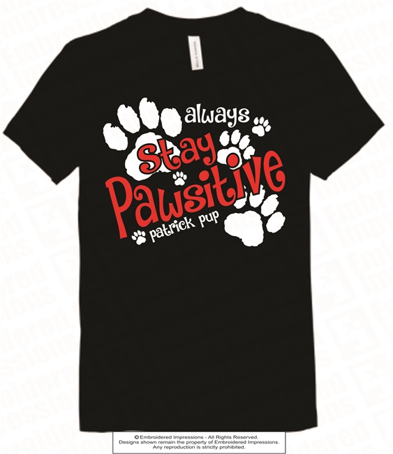 Stay Pawsitive Cotton Tee in Black