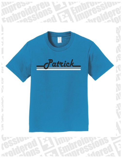 Patrick Elementary Retro Text Cobalt Tee