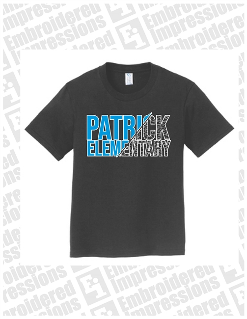 Patrick Elementary Split Pattern Black Tee