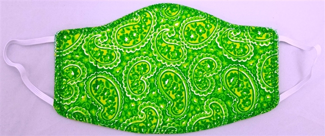 Two Ply Cotton Green Paisley Face Covering