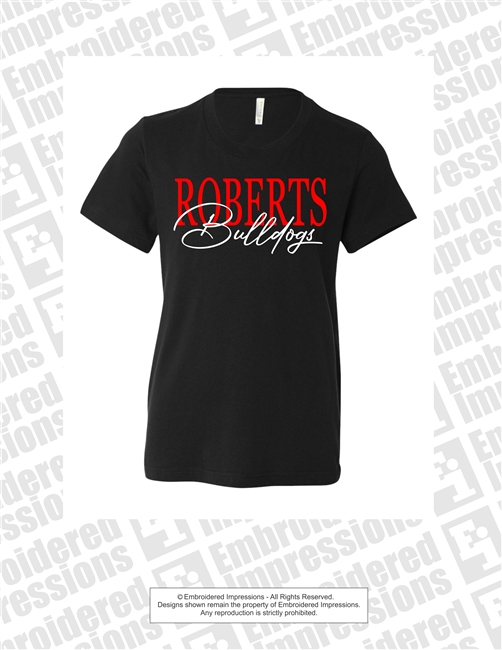 ROBERTS BULLDOGS Combined Font Tee in Black