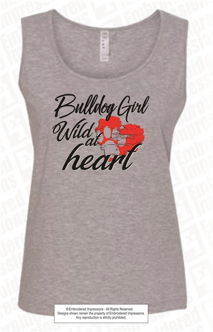 Bulldog Girl Wild at Heart Tank Top in Heather Grey
