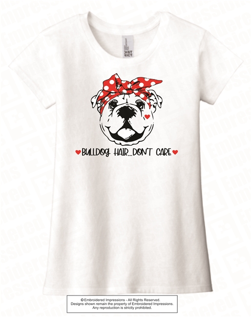 Bulldog Hair Don't Care Tee in White