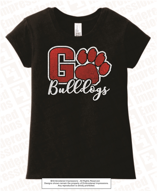 Foiled Go Bulldogs Tee in Black