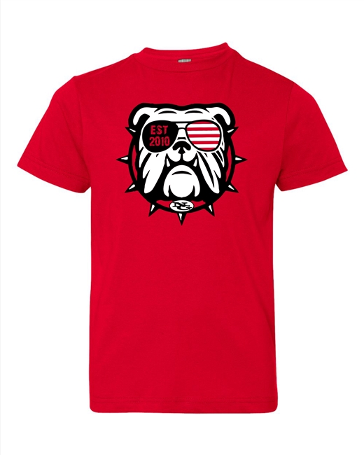 EST 2010 Bulldog with Sunglasses Tee in Red