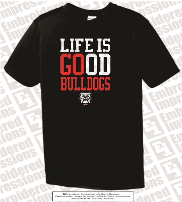 Life Is Good Bulldogs Dr-Fit Polyester Tee