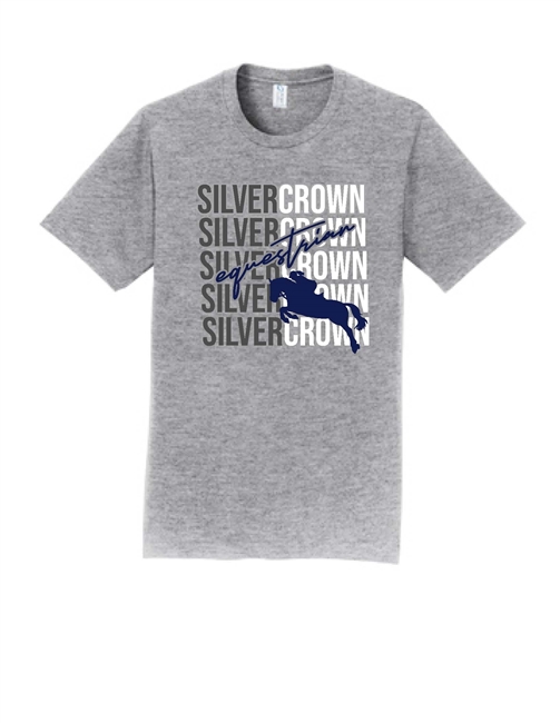 Custom Printed Silvercrown Equestrian Grey and White Logo Tee