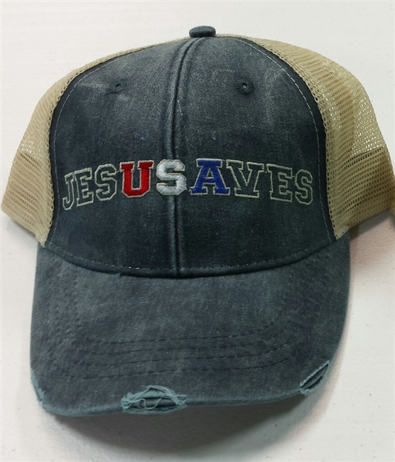 Distressed Jesus Saves Mesh Cap