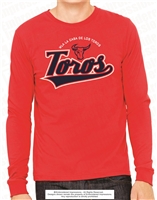 Red with 2-Tone Design Ringspun Long Sleeve Tee