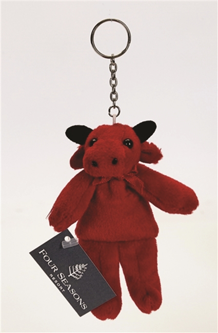 Plush Bull Key Chain in Red