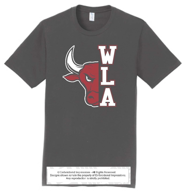 WLA Toro's College Text Cotton Tee in Charcoal