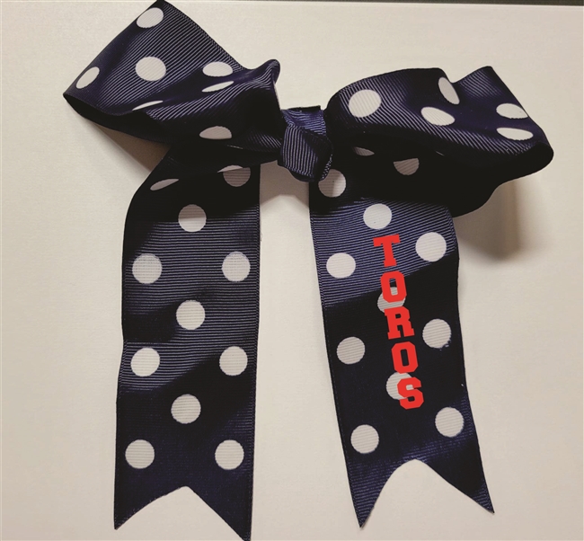 Medium White Polka Dot on Navy Bow