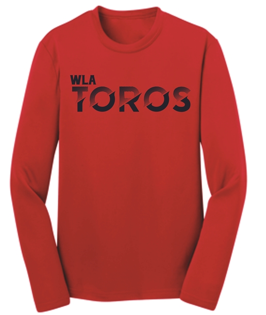 Red Dri Fit Long Sleeve with WLA TOROS in Navy