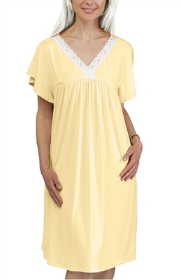 Diginity Pajamas Womens 'So Soft' Criss cross Lace Trim Nightgown Cap sleeve with REGULAR Back