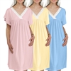 Diginity Pajamas 3 pack Womens 'So Soft' Criss cross Lace Trim Nightgown Cap sleeve with REGULAR Back