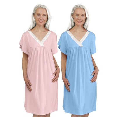 Diginity Pajamas 3 pack Womens 'So Soft' Criss cross Lace Trim Nightgown Cap sleeve with REGULAR Back
