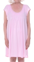 Home Care Line  Womens Pink Cotton Knit Cap sleeve nightgown Lace trim Open back Velcro closure
