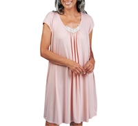 Home Care Line Womens Cap Sleeve Nightgown SO SOFT  Knit -Scoop neck-Lace trim-Open back-velcro closure