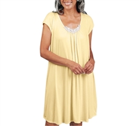 Home Care Line Womens Cap Sleeve Nightgown SO SOFT  Knit -Scoop neck-Lace trim-Open back-velcro closure