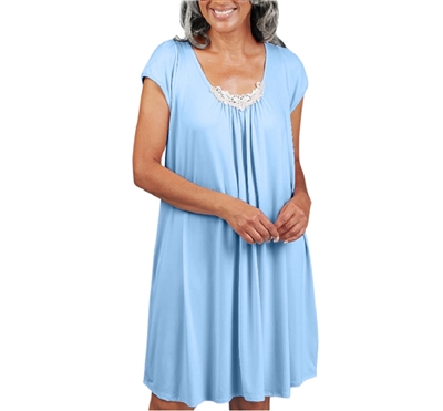 Womens cap sleeve Brush knit flannel nightgown with adaptive open back  velcro closure are perfect Nightgowns for older ladies and elderly in need  of assisted dressing who are bedridden in at home
