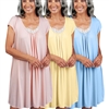 Home Care Line Womens -3 Color pack  Open Back Nightgowns for ladies -Cap sleeve- Lace trim
