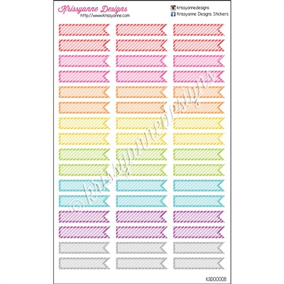 Patterned Flags - Striped Rainbow - Set of 48