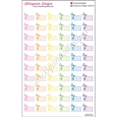 Rainbow Coupon Cutout Stickers - Set of 60