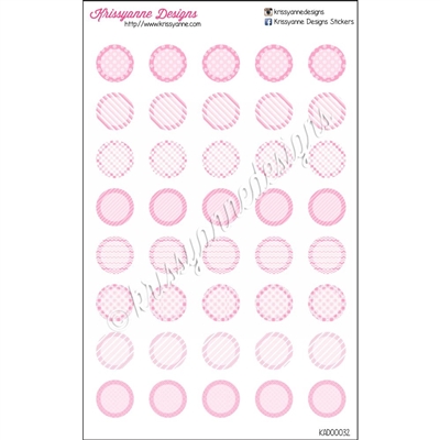 Round Event Stickers - Pink Pattern with Overlay - Set of 40