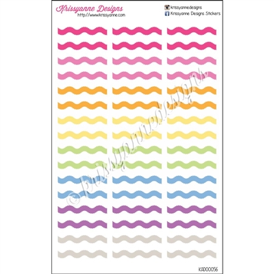 Rainbow Squiggle Stickers - Set of 48