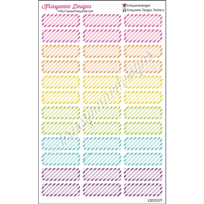 Patterned Event Stickers - Striped Rainbow - Set of 36