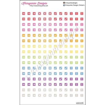 Mini Square Reminder Icons - Pastel Rainbow Set of 192