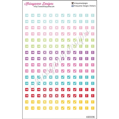 Mini Square Reminder Icons - Pastel Colors - Set of 192