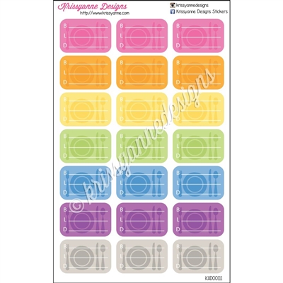 Round Corner Half Box Meal Plan Icon Rainbow - Set of 21