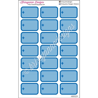 Round Corner Half Box Icons - Blue Medical Set - Set of 21