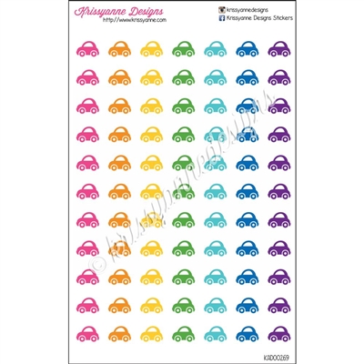 Car Cutout Stickers - Bold Rainbow - Set of 77