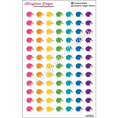 Small Rainbow Hedgehog Stickers - Set 2 - Set of 84