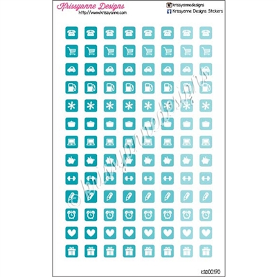 Smaller Square Icons - Mix - Teal Ombre - Set of 104