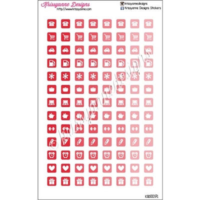 Smaller Square Icons - Mix - Red Ombre - Set of 104