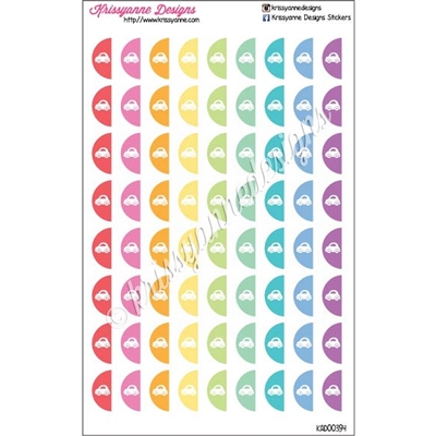 Icon Half Circle Stickers - Cars - Pastel Rainbow - Set of 72