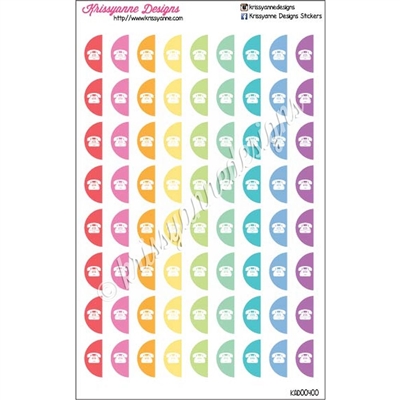 Icon Half Circle Stickers - Phones - Pastel Rainbow - Set of 72