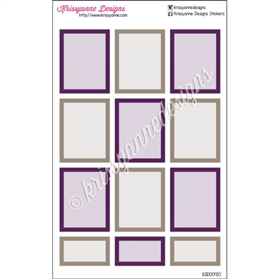 Full and Half Box Stickers - Purple and Taupe with Overlay - Set of 12