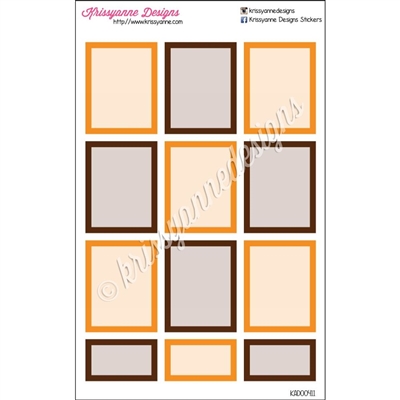 Full and Half Box Stickers - Orange and Brown with Overlay - Set of 12