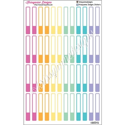 Small Color Block Event Stickers - Horizontal Planners - Pastel Rainbow Set of 48