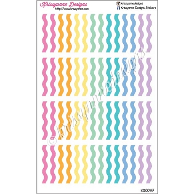 Diecut Separator Strips - Squiggles - Pastel Rainbow - Set of 56