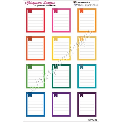 Separator Box Stickers - Flag and Lines - Horizontal Planners - Bold Rainbow - Set of 12