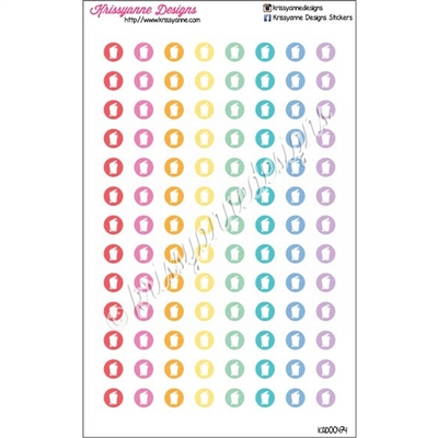 Smaller Round Icons - Garbage Can - Pastel Rainbow - Set of 104